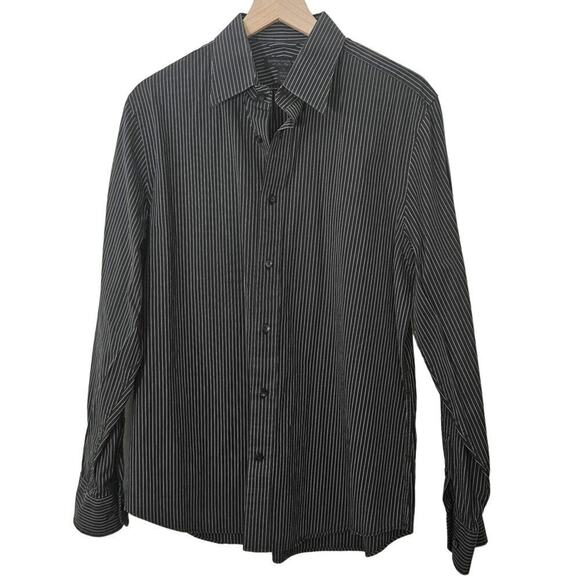 Men's Express Design Studio Pinstripe Button Down Long Sleeve Dress Shirt Large - Picture 1 of 6